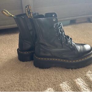 Dr. Martens Black Combat Moto Boots with Platform Sole